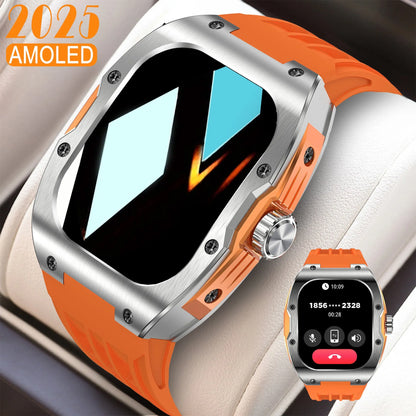 Smart watch with AMOLED screen and Bluetooth calling function in black blue tape colour option