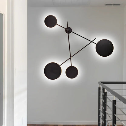 Triangular iron LED wall lamp with black finish and modern geometric design for home lighting