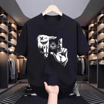 Men's cartoon print t-shirt in polyester bird eye cloth with short sleeves