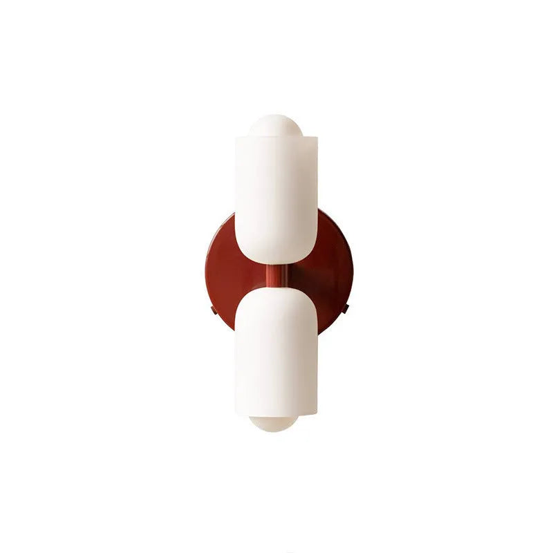 Cream base double head wall lamp with white glass shade and iron body, 220V wall light
