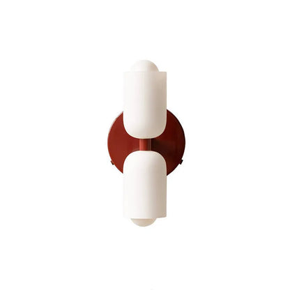 Cream base double head wall lamp with white glass shade and iron body, 220V wall light