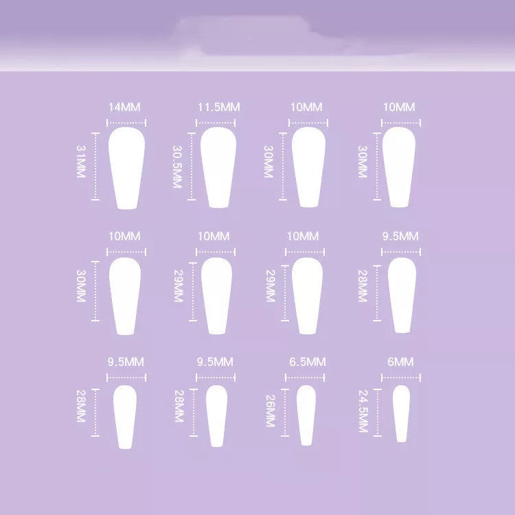 Peach Heart Rhinestone Nail Stickers - 24 pieces for a glamorous manicure