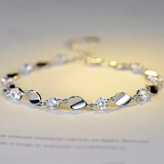 Jane Eyre diamond-encrusted 925 sterling silver bracelet with adjustable chain