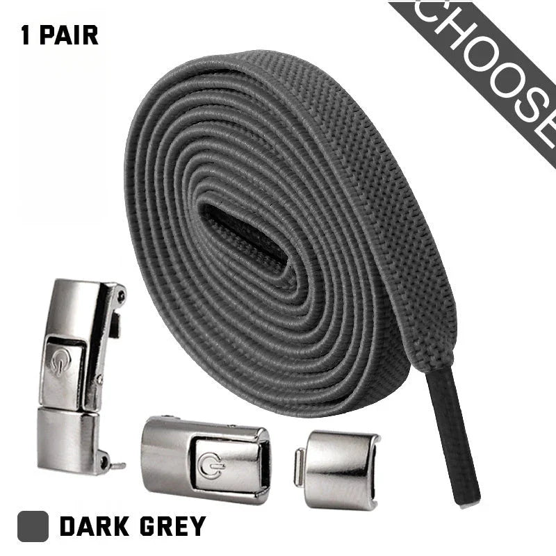 Slip-on shoelaces with elastic lock, available in a variety of colors for comfortable, no-tie shoe fastening