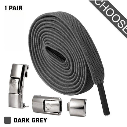 Slip-on shoelaces with elastic lock, available in a variety of colors for comfortable, no-tie shoe fastening