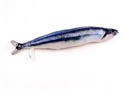 Soft, plush fish-shaped cat toy in vibrant colors with realistic design and construction