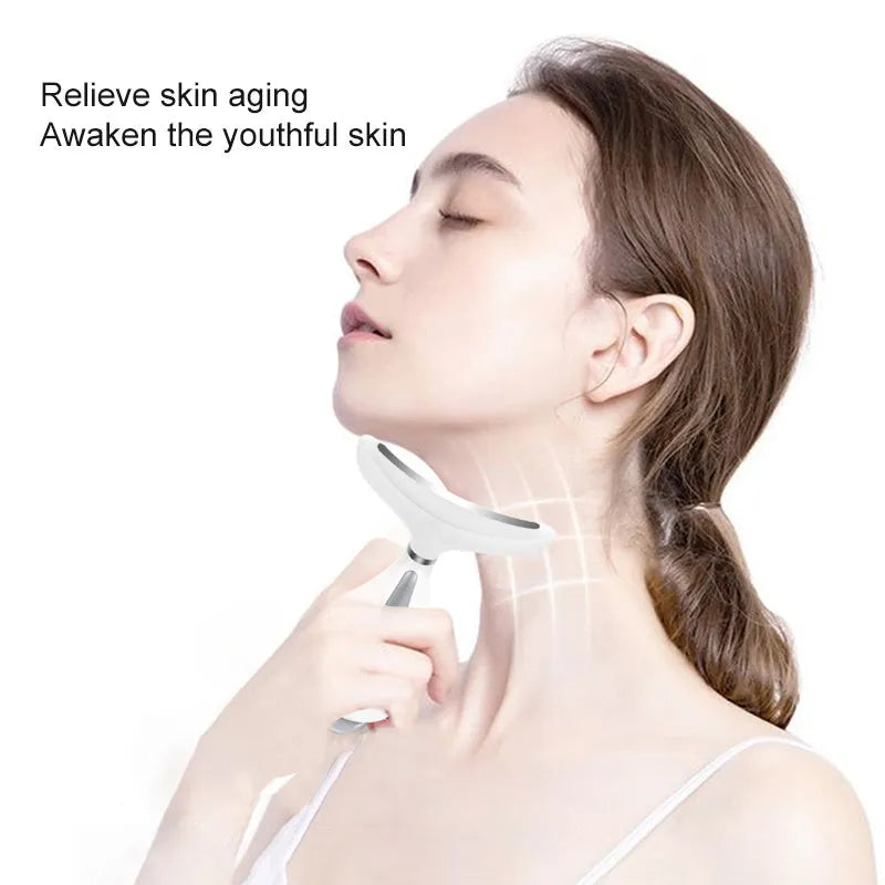 White neck massager for neck wrinkles, 120 x 83 x 50 mm, ABS and PC housing, USB rechargeable