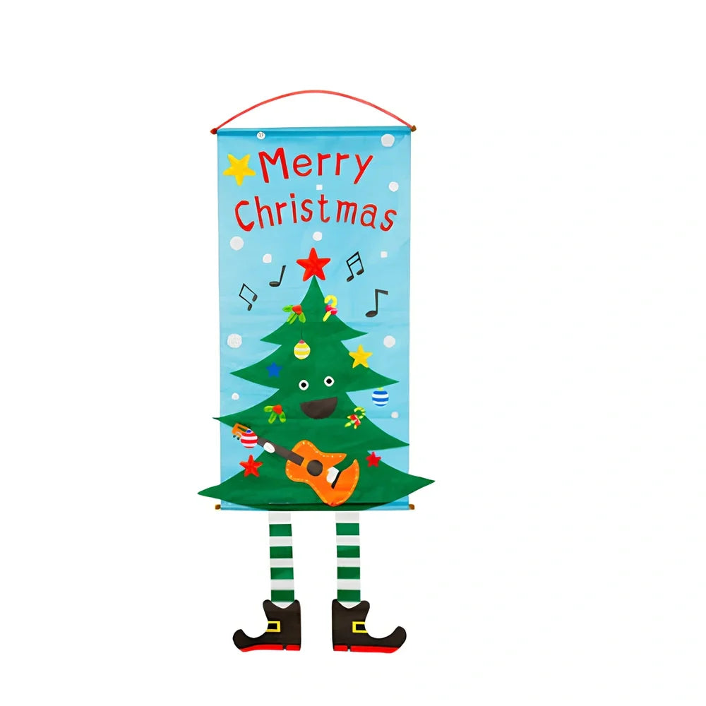 115x40cm Christmas cloth poster showing Santa Claus design in red for window decoration