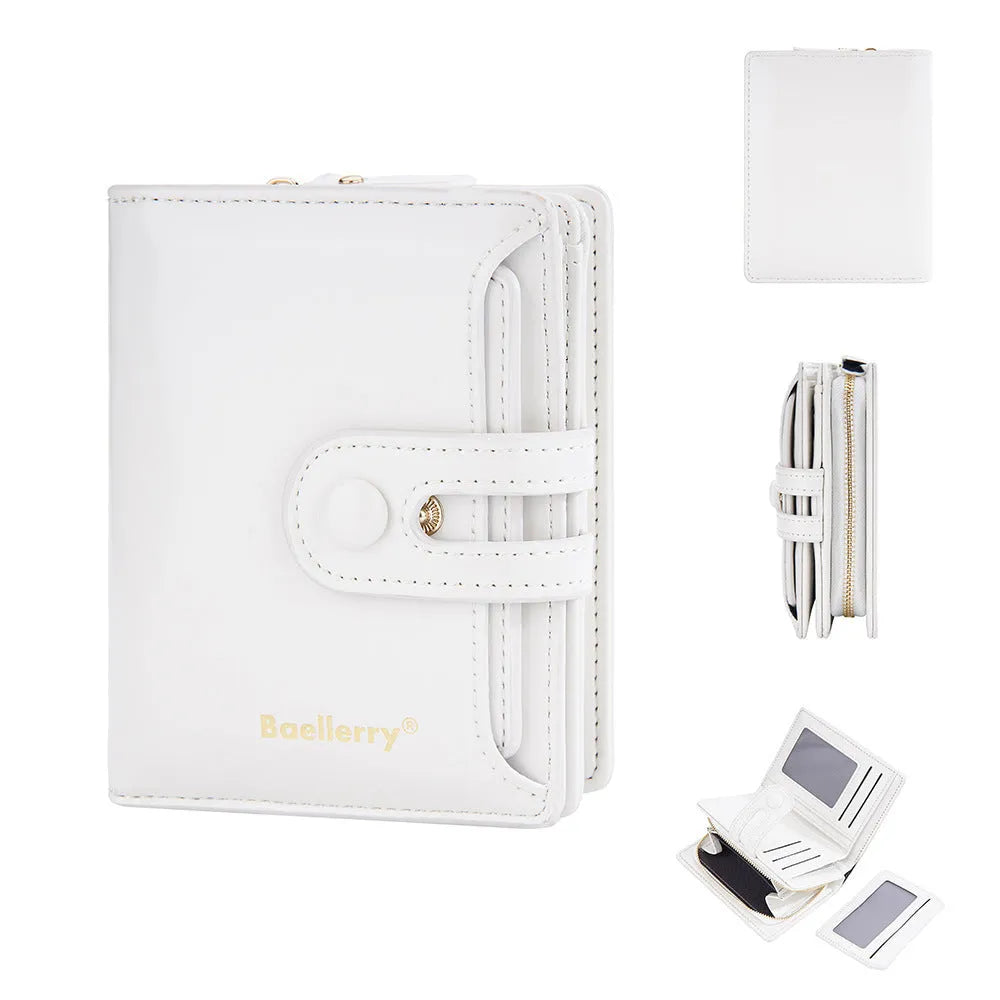 Women's PU leather card holder wallet in multiple colours showing compact design with card slots