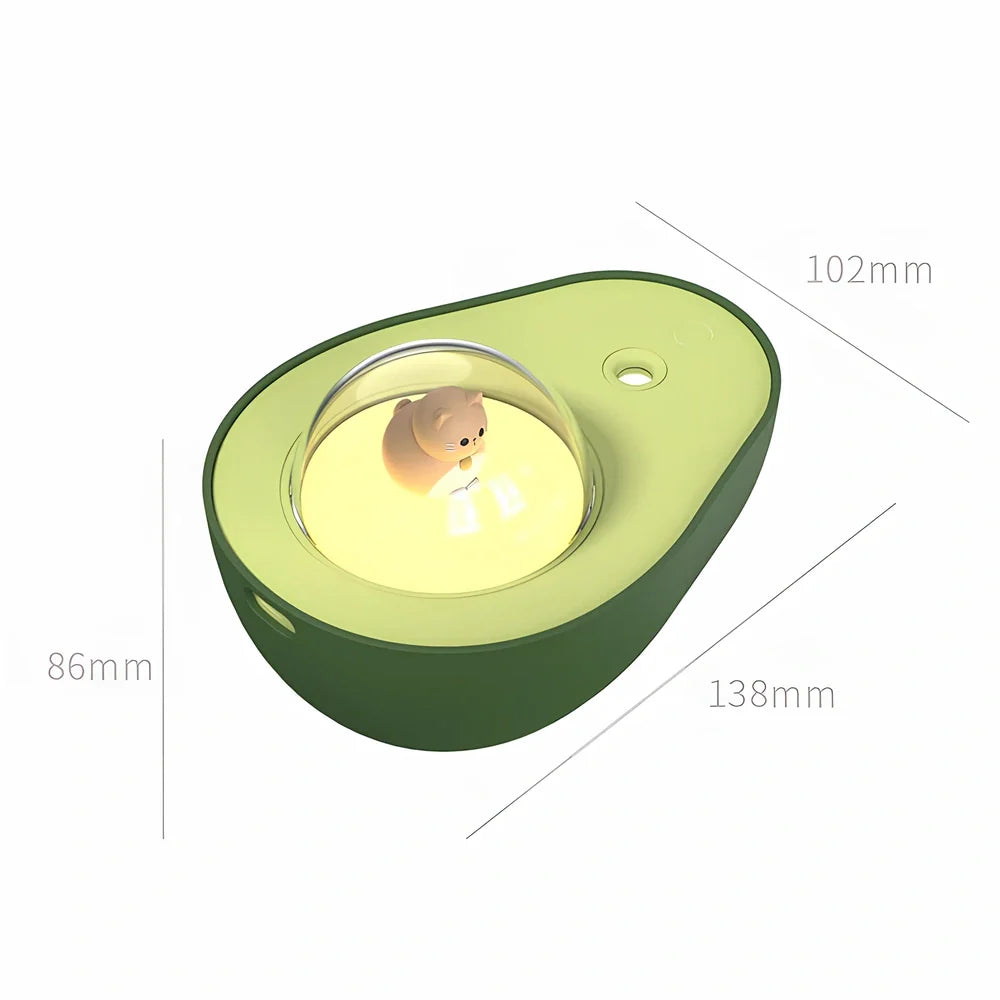 Green avocado-shaped USB humidifier with 1-litre water tank and compact design