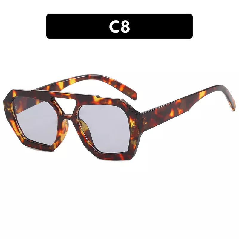 Big frame leopard print sunglasses with UV400 protection in multiple colors