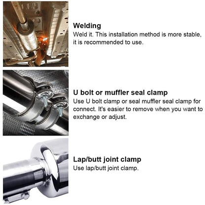 Stainless steel car modification exhaust pipe EP089 silver tail drum 200mm length single component