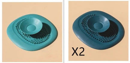 TPR vortex design sink drain cover in twilight orange, quiet blue, mango yellow, and gentian green