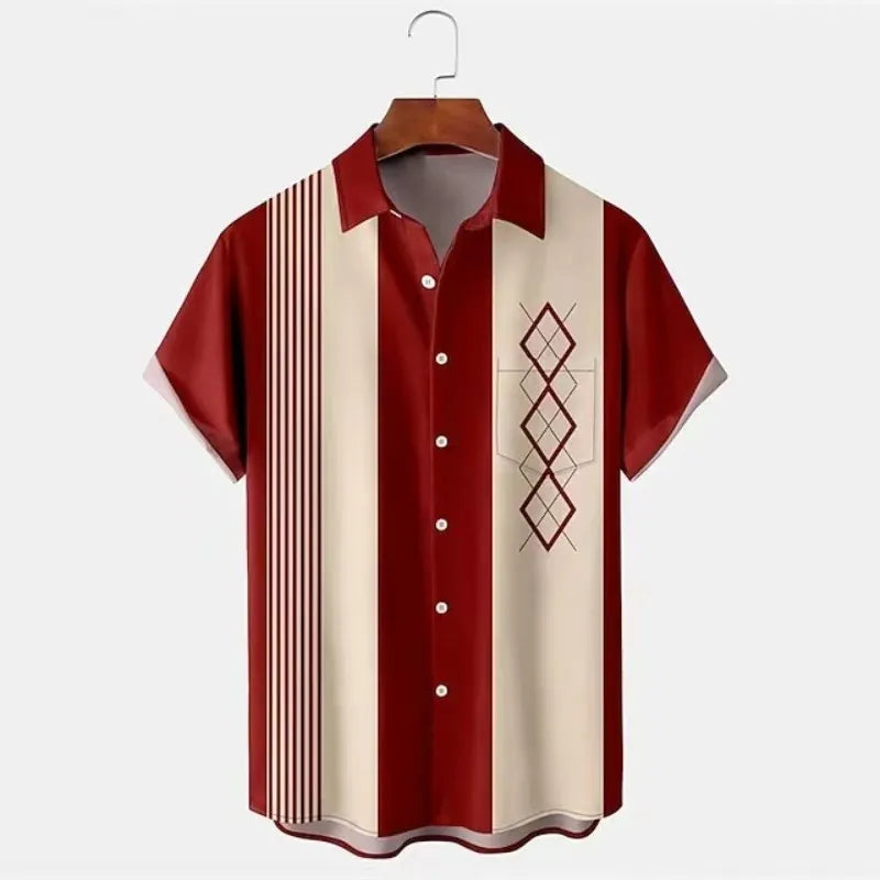 Men's slim fit short sleeve shirt with colourful 3D digital floral print on polyester fabric