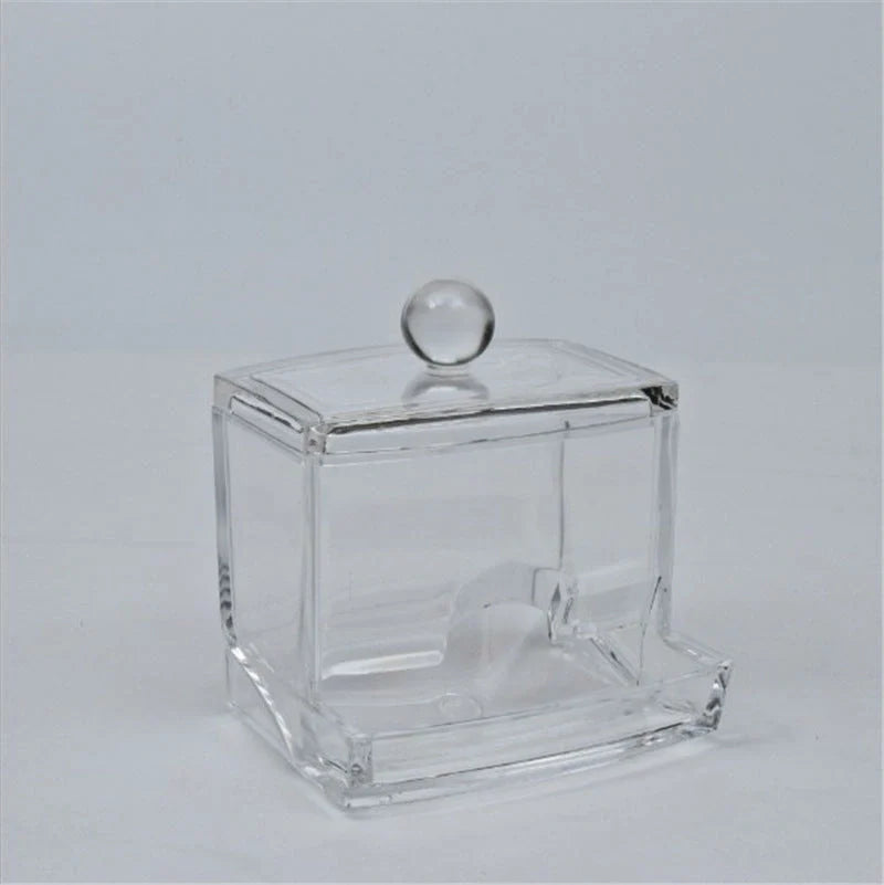 Transparent PS cotton swab and pad storage box for vanity organization