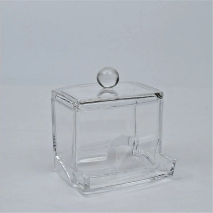 Transparent PS cotton swab and pad storage box for vanity organization