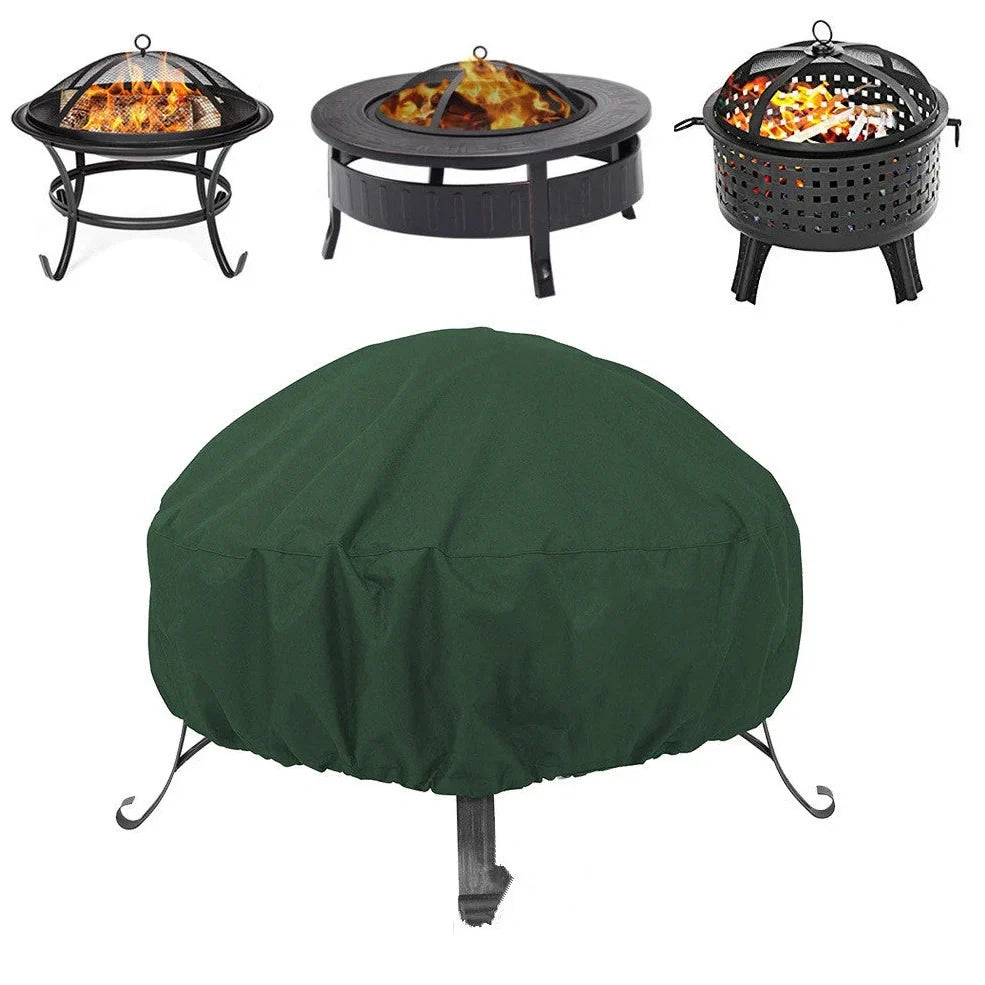 Oxford cloth dust cover for outdoor fire pit stove in army green colour with water-resistant fabric