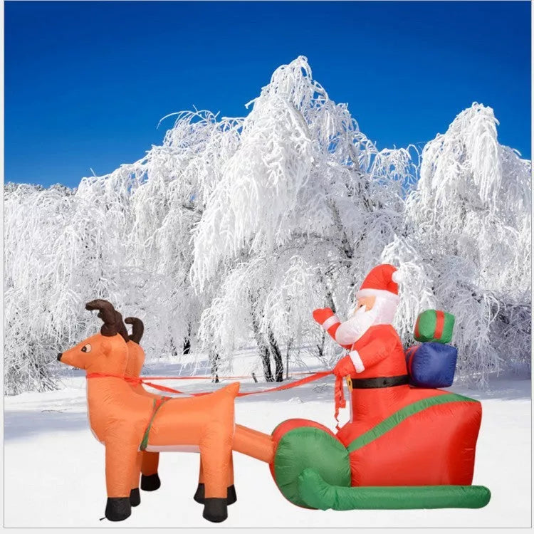 Christmas inflatable Santa Claus riding reindeer with LED lights