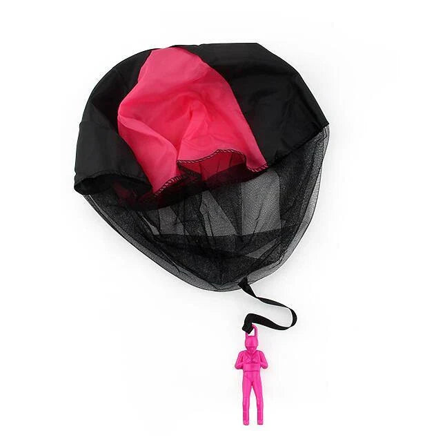 Colorful paratrooper toy parachute with soldier figure, designed for outdoor fun and educational play