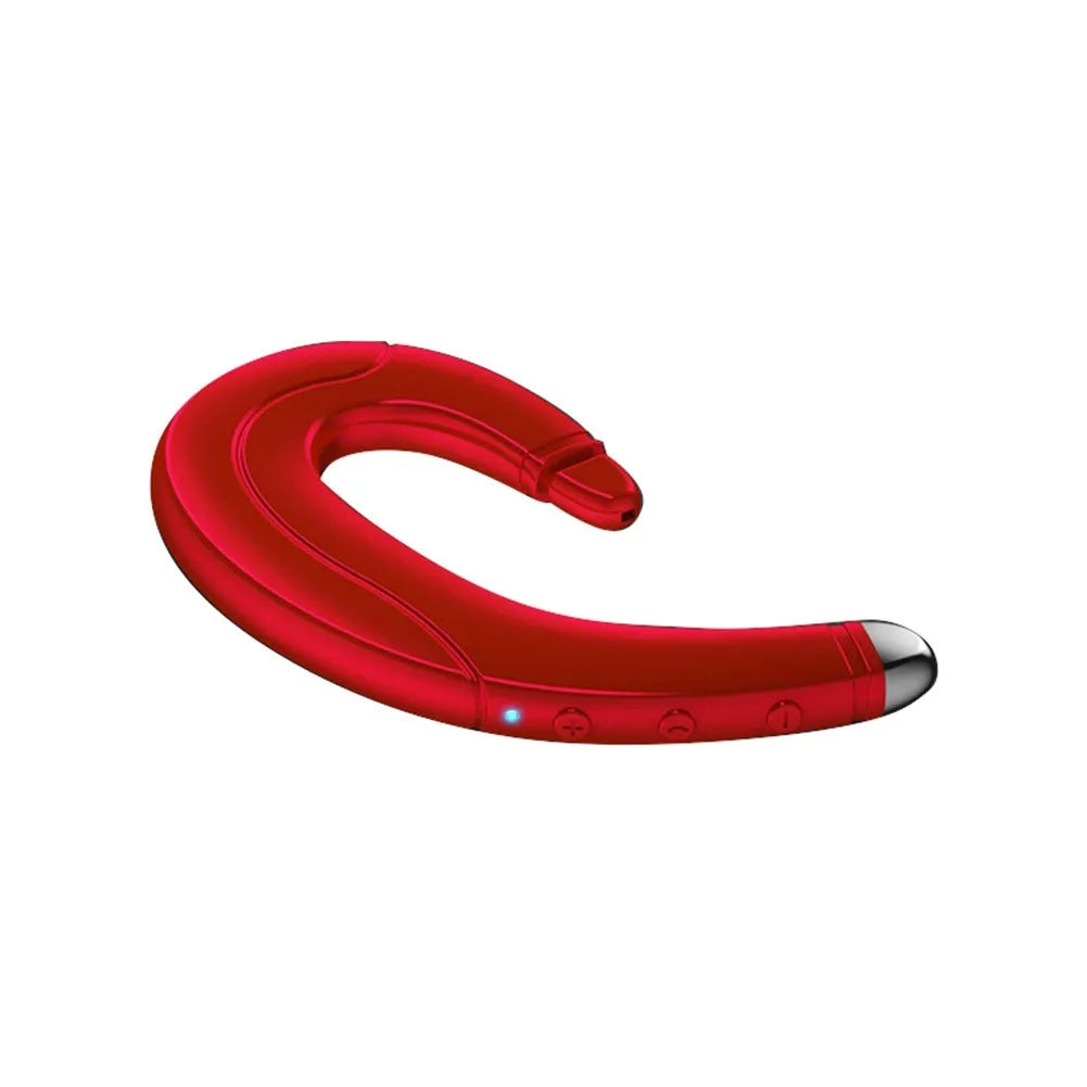 Single ear Bluetooth earphone for driving in black, blue, or red colour.