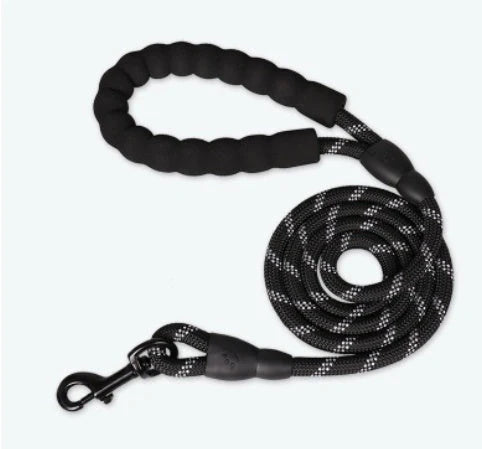Reflective nylon dog leash in multiple colors for nighttime safety