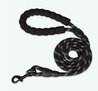 Reflective nylon dog leash in multiple colors for nighttime safety