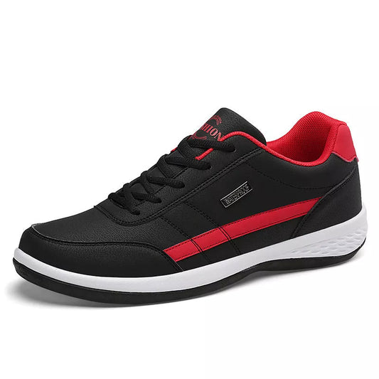 Round toe non-slip sports sneakers in black, blue, and white with breathable mesh design