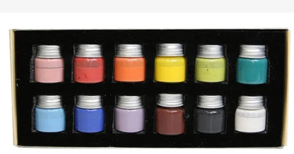 Ceramic high temperature paint pots in Lilac, Plant ash, and Verdant colours for pottery firing at 1250-1350°C