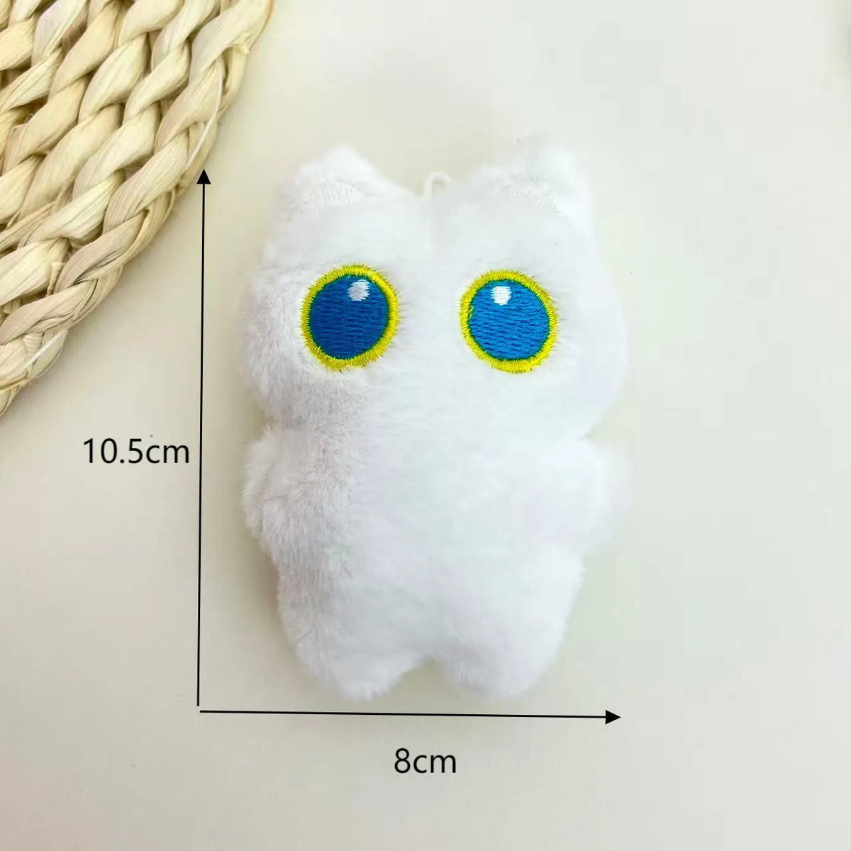 Cartoon big eye black cat plush doll key decoration with optional bead necklace