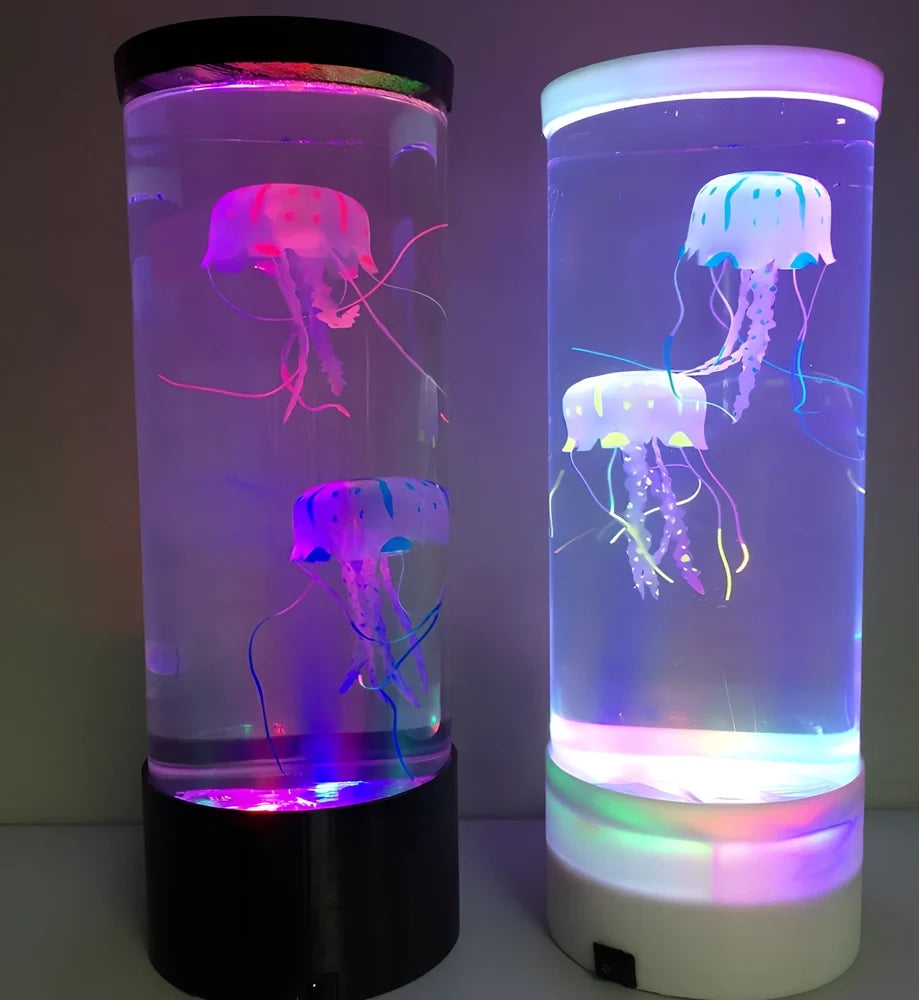 Black LED jellyfish aquarium lamp projecting 10m underwater scene from 1200mAh USB battery
