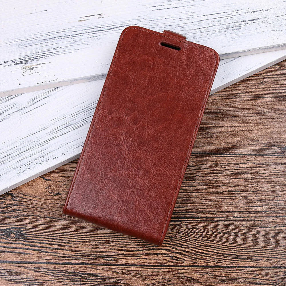 Honor 7X leather wallet phone case in business style with crazy horse pattern, shown in black.