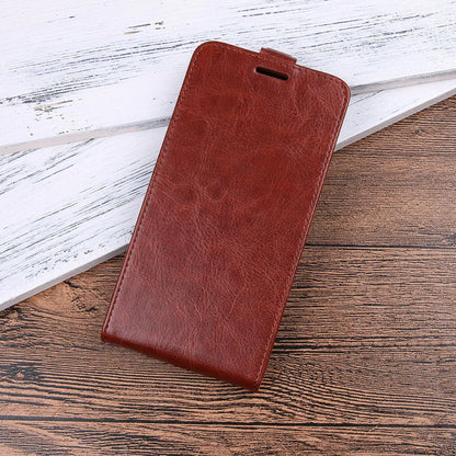Honor 7X leather wallet phone case in business style with crazy horse pattern, shown in black.