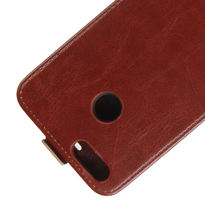 Honor 7X leather wallet phone case in business style with crazy horse pattern, shown in black.