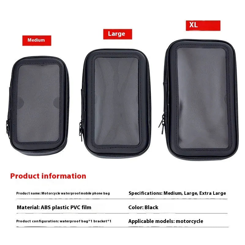 Universal plastic waterproof phone bag for motorcycle or bicycle, medium large XL sizes
