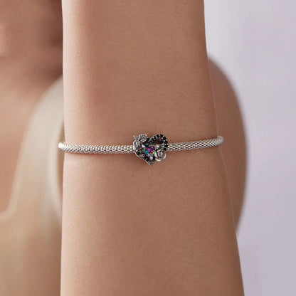 925 silver rose bead charm, 1.1cm by 1.2cm with 0.45cm aperture, dark style DIY jewellery bead