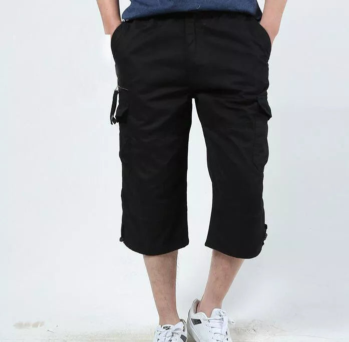 Men's Summer Leisure Cropped Cotton Pants in various colors and sizes