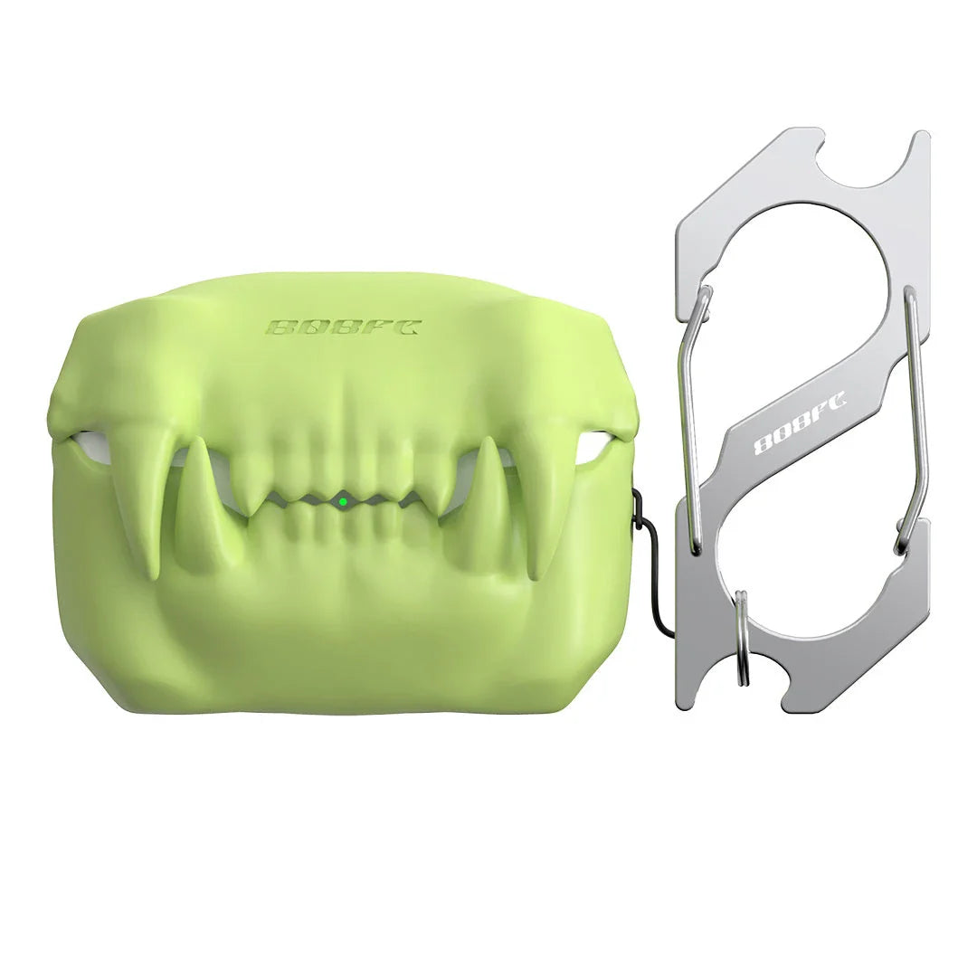 Creepy Teeth Wireless Earphone Cover for AirPods Pro in Fluorescent Green Bone, Bone White, and Carbon Black colors