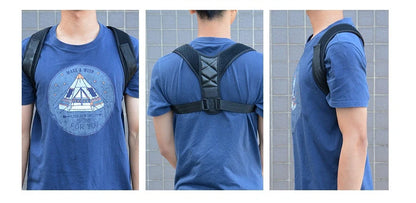 Kids wearing a black and blue posture corrector belt for clavicle and lower back support