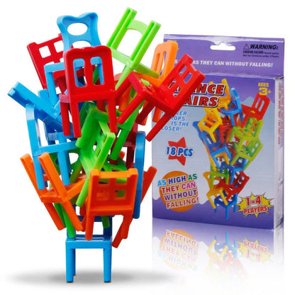 Colorful plastic balance chairs stacking game for educational family fun