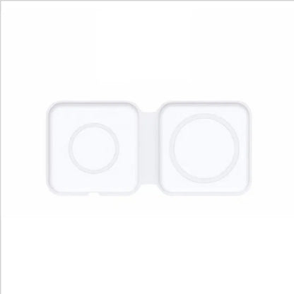 White foldable magnetic wireless charger showing dual charging surfaces and 180° folding mechanism