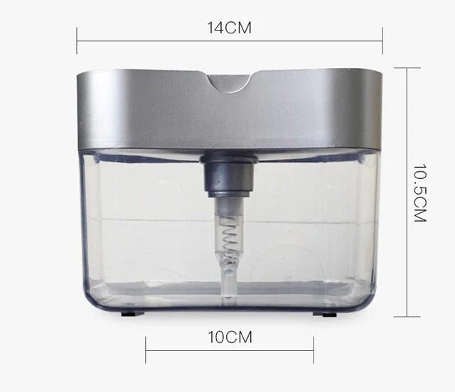 Multifunctional dish soap dispenser with attached sponge caddy for easy, organized cleaning in the kitchen