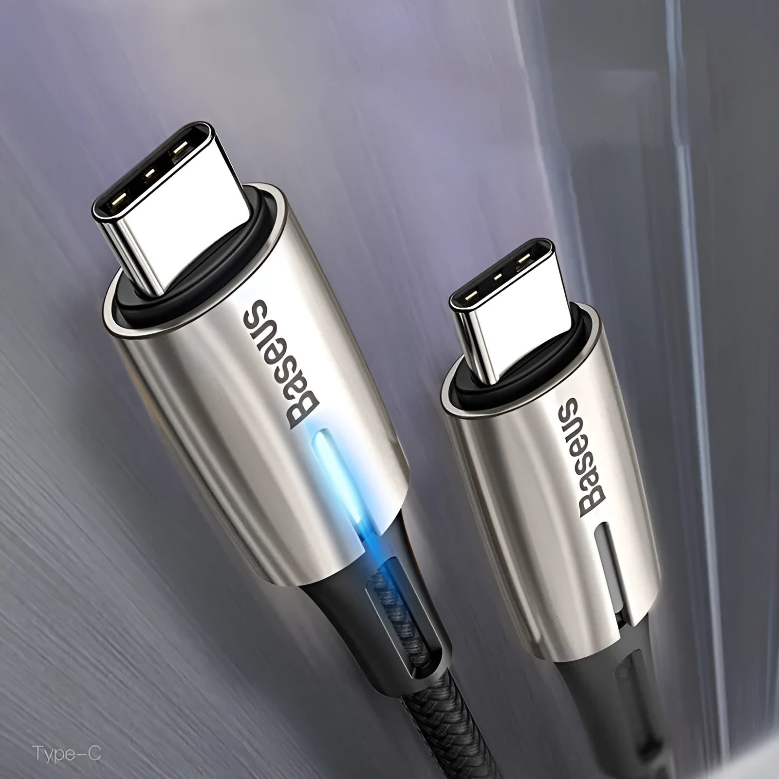 Purple and red 1-metre USB Type-C to Type-C fast charging and data cable with reinforced connectors