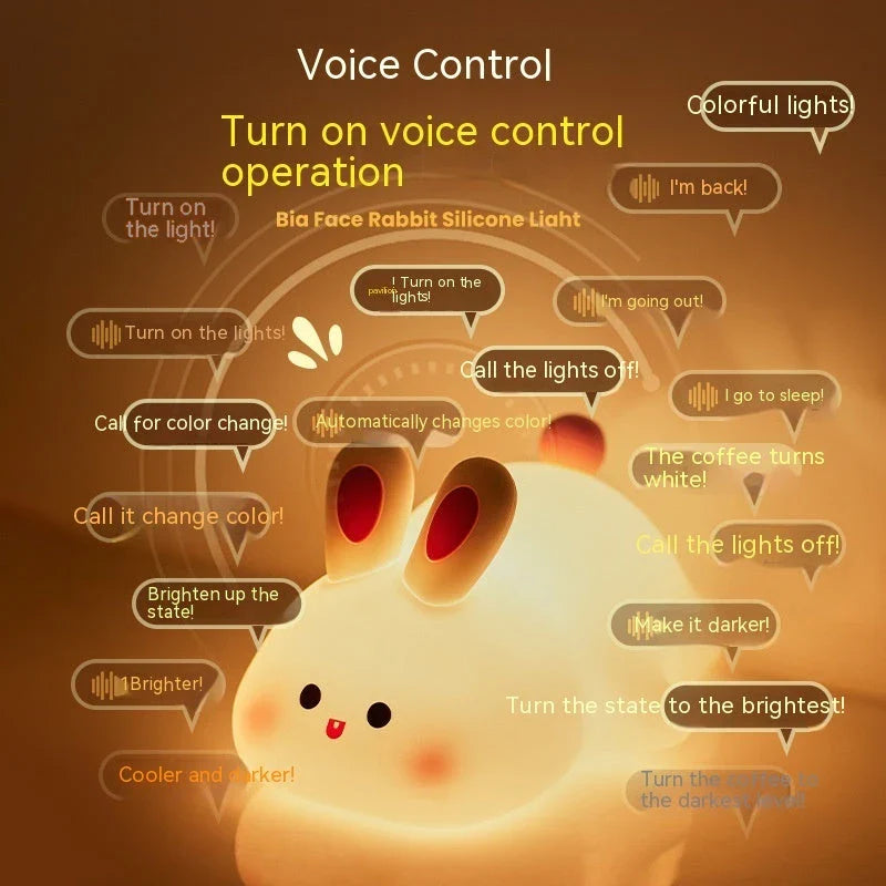 Adorable LED night light with touch sensor and cartoon rabbit design for kids' bedrooms