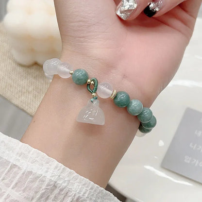 Women's agate lotus seedpod bracelet in retro Chinese style with manual processing