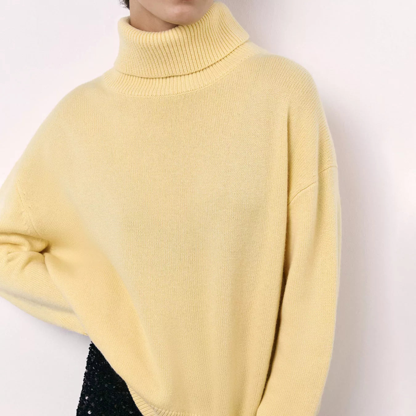 Winter turtleneck sweater with unique letter design for women in various colors