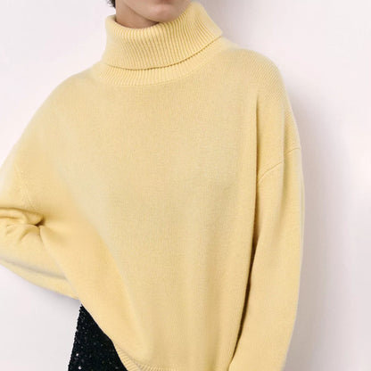 Winter turtleneck sweater with unique letter design for women in various colors