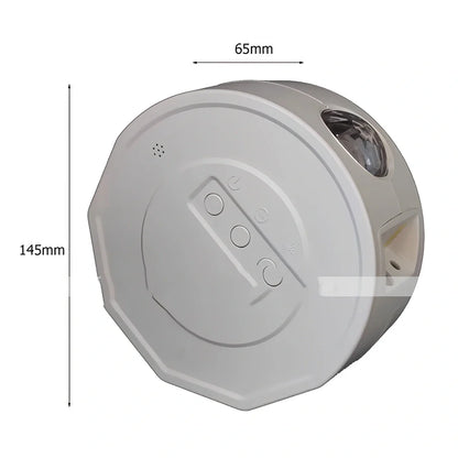 White Bluetooth starry sky projection lamp with remote control displaying nebula and wave light patterns