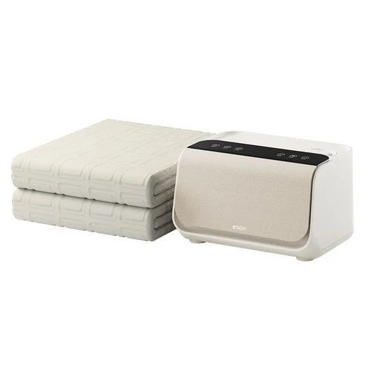 Aideng Plumbing Electric Blanket showing capsule breathable water design in white with smart host controller