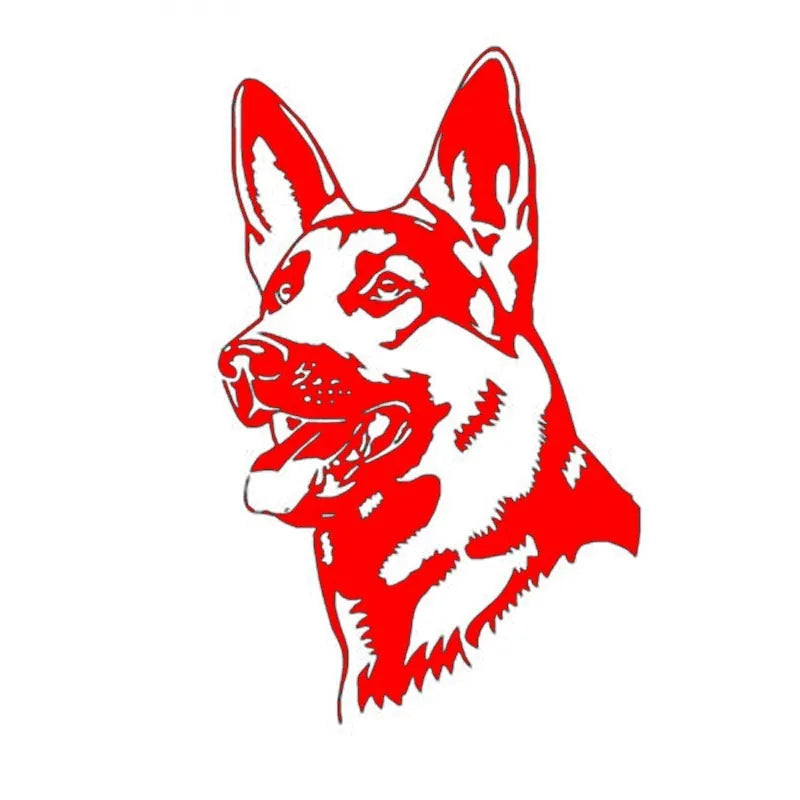 Reflective Hunting Dog Alsace Shepherd bumper sticker in 13x8 cm size with colour options on a car