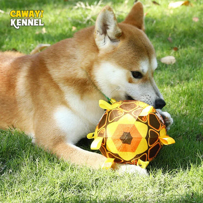 15cm interactive ball dog toy for aggressive chewers with plush handle and bell
